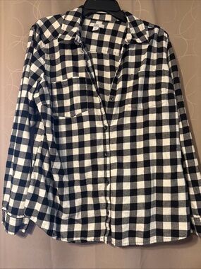 croft & barrow Black and White Check Button-Down Shirt